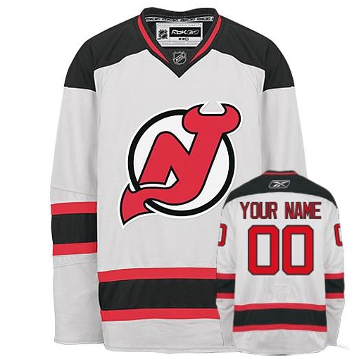 Women's Reebok New Jersey Devils Customized Premier White Away NHL Jersey