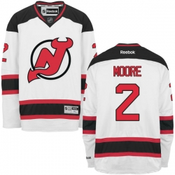 John Moore Reebok New Jersey Devils Authentic White Away Jersey