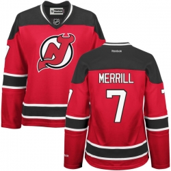 Jon Merrill Women's Reebok New Jersey Devils Authentic Red Home Jersey