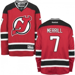 Jon Merrill Youth Reebok New Jersey Devils Authentic Red Home Jersey
