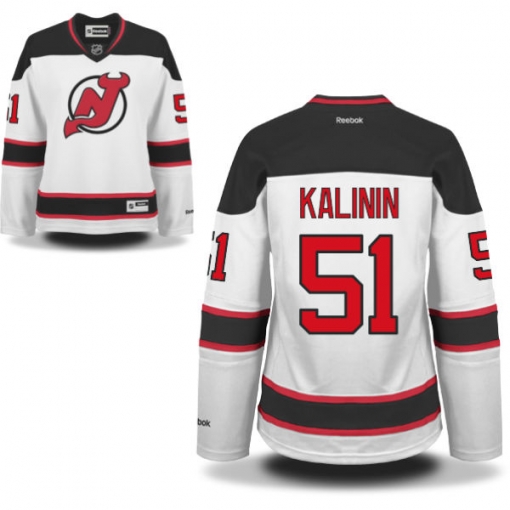 Sergey Kalinin Women's Reebok New Jersey Devils Authentic White Away Jersey