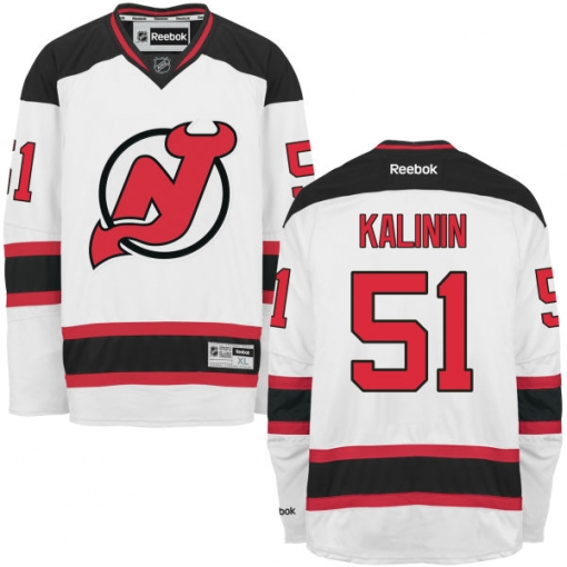 Sergey Kalinin Youth Reebok New Jersey Devils Authentic White Away Jersey