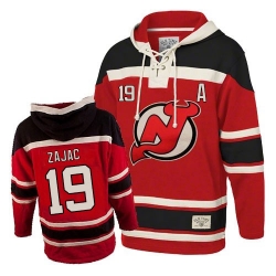 Travis Zajac New Jersey Devils Premier Red Old Time Hockey Sawyer Hooded Sweatshirt