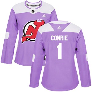 Eric Comrie Women's Adidas New Jersey Devils Authentic Purple Fights Cancer Practice Jersey