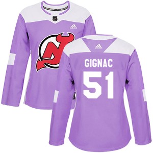 Brandon Gignac Women's Adidas New Jersey Devils Authentic Purple Fights Cancer Practice Jersey