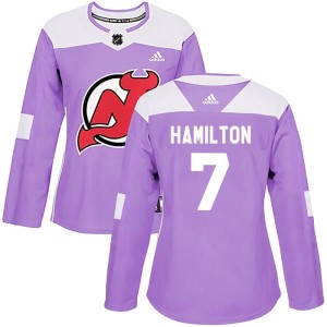 Dougie Hamilton Women's Adidas New Jersey Devils Authentic Purple Fights Cancer Practice Jersey