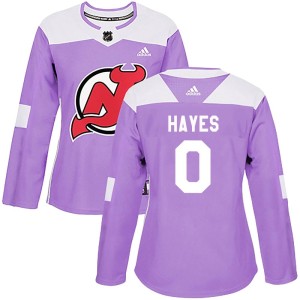 Zachary Hayes Women's Adidas New Jersey Devils Authentic Purple Fights Cancer Practice Jersey