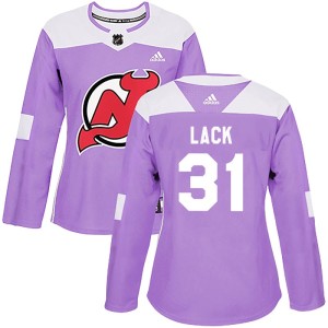 Eddie Lack Women's Adidas New Jersey Devils Authentic Purple Fights Cancer Practice Jersey