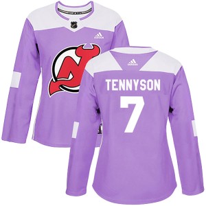 Matt Tennyson Women's Adidas New Jersey Devils Authentic Purple Fights Cancer Practice Jersey