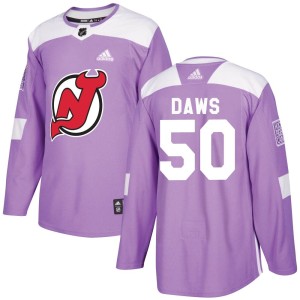 Nico Daws Youth Adidas New Jersey Devils Authentic Purple Fights Cancer Practice Jersey