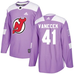 Vitek Vanecek Youth Adidas New Jersey Devils Authentic Purple Fights Cancer Practice Jersey