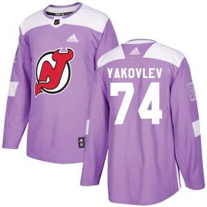 Egor Yakovlev Youth Adidas New Jersey Devils Authentic Purple Fights Cancer Practice Jersey