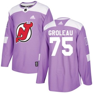 Jeremy Groleau Men's Adidas New Jersey Devils Authentic Purple Fights Cancer Practice Jersey