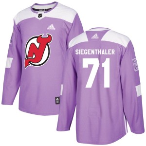 Jonas Siegenthaler Men's Adidas New Jersey Devils Authentic Purple Fights Cancer Practice Jersey