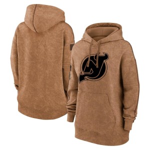 Women's New Jersey Devils Brown 2023 Salute to Service Pullover Hoodie