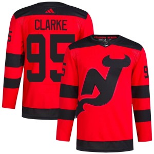 Graeme Clarke Men's Adidas New Jersey Devils Authentic Red 2024 Stadium Series Primegreen Jersey