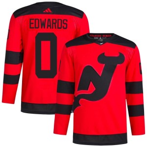 Ethan Edwards Men's Adidas New Jersey Devils Authentic Red 2024 Stadium Series Primegreen Jersey