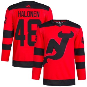 Brian Halonen Men's Adidas New Jersey Devils Authentic Red 2024 Stadium Series Primegreen Jersey