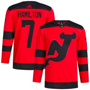 Dougie Hamilton Men's Adidas New Jersey Devils Authentic Red 2024 Stadium Series Primegreen Jersey