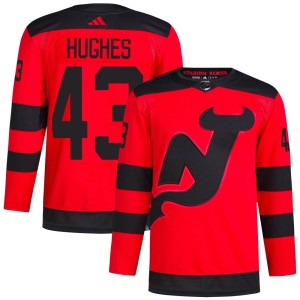 Luke Hughes Men's Adidas New Jersey Devils Authentic Red 2024 Stadium Series Primegreen Jersey