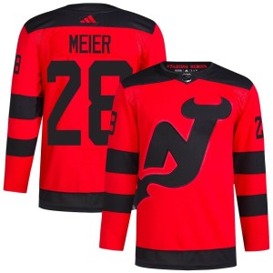 Timo Meier Men's Adidas New Jersey Devils Authentic Red 2024 Stadium Series Primegreen Jersey