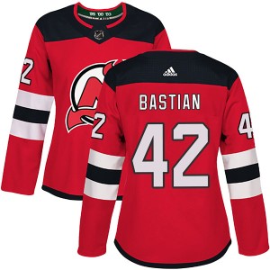Nathan Bastian Women's Adidas New Jersey Devils Authentic Red Home Jersey
