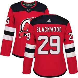 MacKenzie Blackwood Women's Adidas New Jersey Devils Authentic Black Mackenzie wood Red Home Jersey