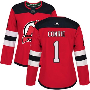 Eric Comrie Women's Adidas New Jersey Devils Authentic Red Home Jersey