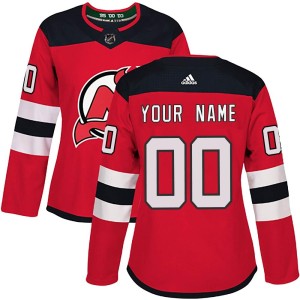 Custom Women's Adidas New Jersey Devils Authentic Red Custom Home Jersey