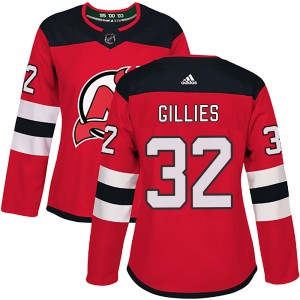 Jon Gillies Women's Adidas New Jersey Devils Authentic Red Home Jersey