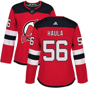 Erik Haula Women's Adidas New Jersey Devils Authentic Red Home Jersey