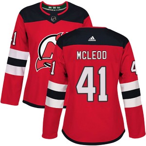 Michael McLeod Women's Adidas New Jersey Devils Authentic Red ized Home Jersey