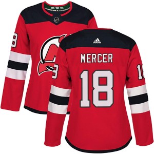 Dawson Mercer Women's Adidas New Jersey Devils Authentic Red Home Jersey