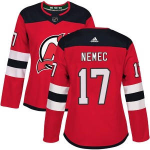 Simon Nemec Women's Adidas New Jersey Devils Authentic Red Home Jersey