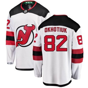 Nikita Okhotiuk Men's Fanatics Branded New Jersey Devils Breakaway White Away Jersey