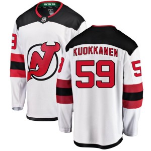 Janne Kuokkanen Youth Fanatics Branded New Jersey Devils Breakaway White Away Jersey