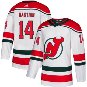Nathan Bastian Men's Adidas New Jersey Devils Authentic White Alternate Jersey