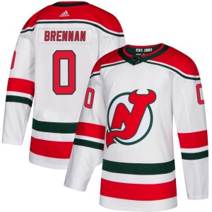 Tyler Brennan Men's Adidas New Jersey Devils Authentic White Alternate Jersey