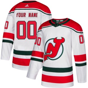 Custom Men's Adidas New Jersey Devils Authentic White Custom Alternate Jersey