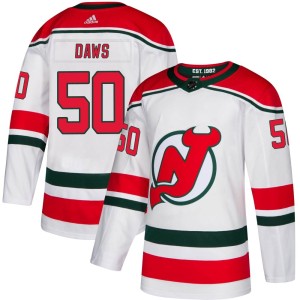 Nico Daws Men's Adidas New Jersey Devils Authentic White Alternate Jersey