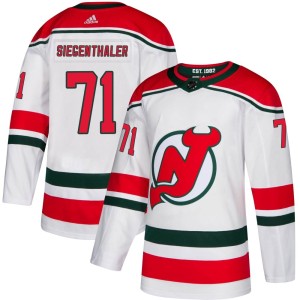 Jonas Siegenthaler Men's Adidas New Jersey Devils Authentic White Alternate Jersey