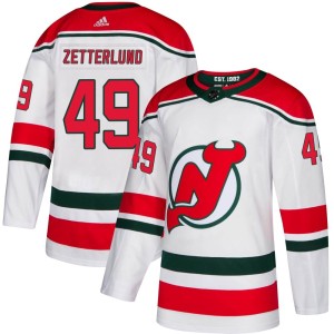 Fabian Zetterlund Men's Adidas New Jersey Devils Authentic White Alternate Jersey