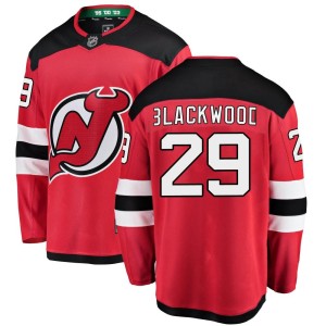 MacKenzie Blackwood Youth Fanatics Branded New Jersey Devils Breakaway Black Mackenzie wood Red Home Jersey