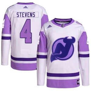 Scott Stevens Youth Adidas New Jersey Devils Authentic White/Purple Hockey Fights Cancer Primegreen Jersey