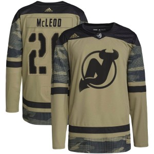 Michael McLeod Youth Adidas New Jersey Devils Authentic Camo Military Appreciation Practice Jersey