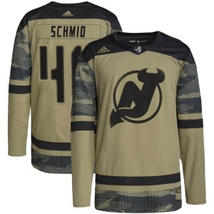 Akira Schmid Youth Adidas New Jersey Devils Authentic Camo Military Appreciation Practice Jersey