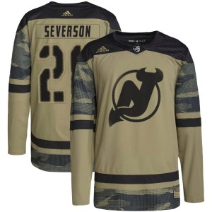 Damon Severson Youth Adidas New Jersey Devils Authentic Camo Military Appreciation Practice Jersey