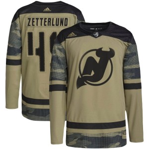 Fabian Zetterlund Youth Adidas New Jersey Devils Authentic Camo Military Appreciation Practice Jersey