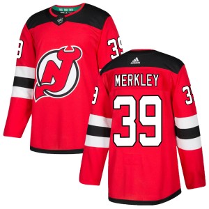 Nicholas Merkley Youth Adidas New Jersey Devils Authentic Red Home Jersey