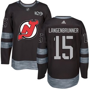 Jamie Langenbrunner Youth New Jersey Devils Authentic Black 1917-2017 100th Anniversary Jersey